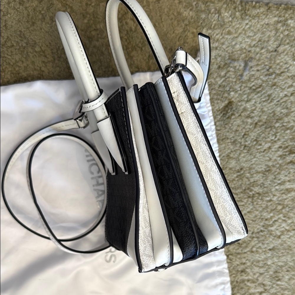 Michael Kors Black and White Mini Bag with Silver Hardware - Picture 3 of 4